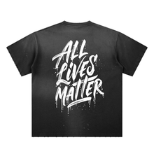 Load image into Gallery viewer, All Lives Matter Painted Faces Hand-Frayed Sunfade Paint Splatter T-Shirt