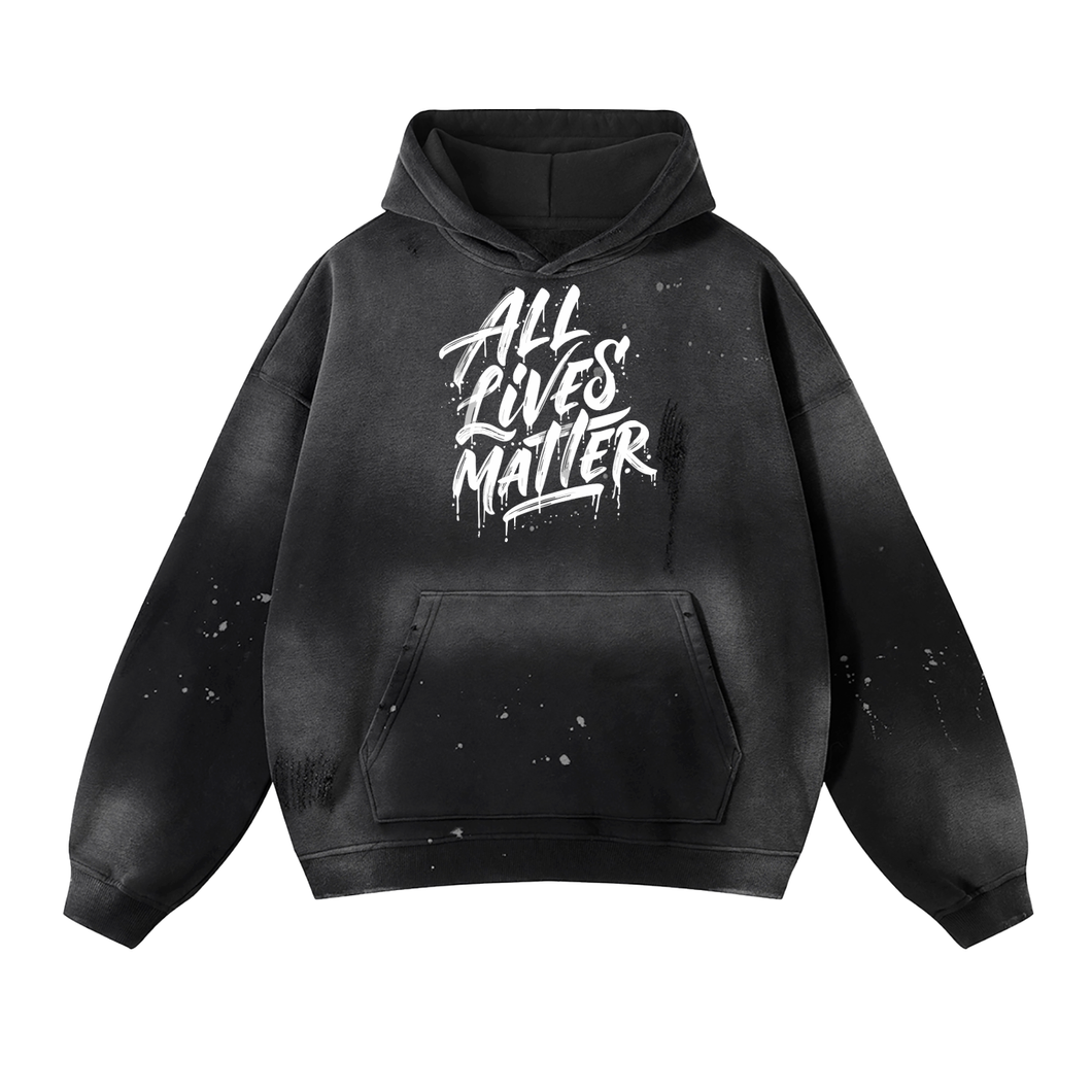 Vintage Washed Frayed Fleece Hoodie